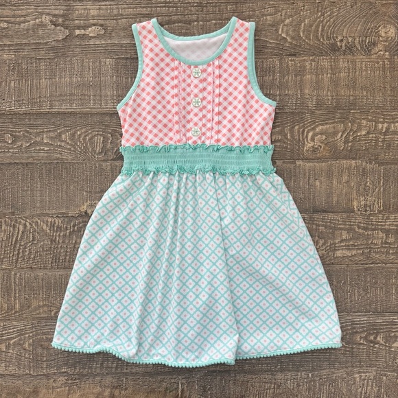 Serendipity Shrimp and Grits Kids Mixed Print Floral Dress 5/6 - Picture 2 of 8